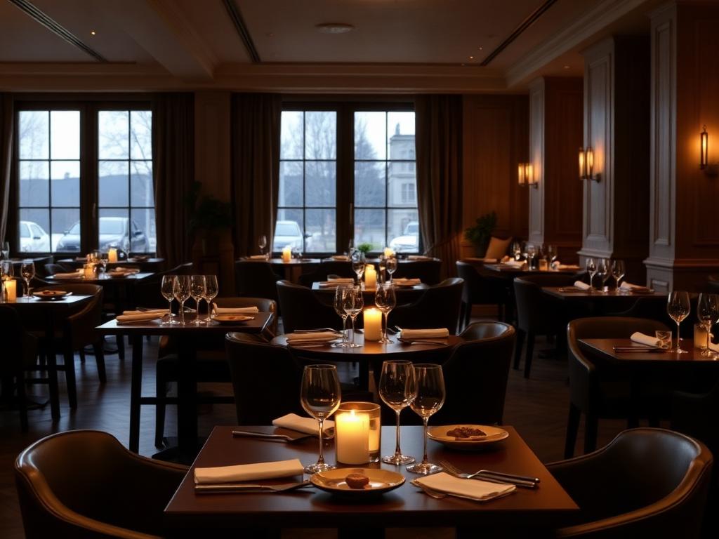 Hotellets restaurant med levende lys